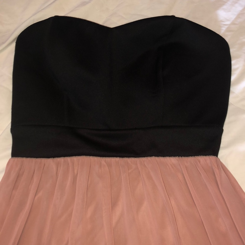 Long pink and black dress.
